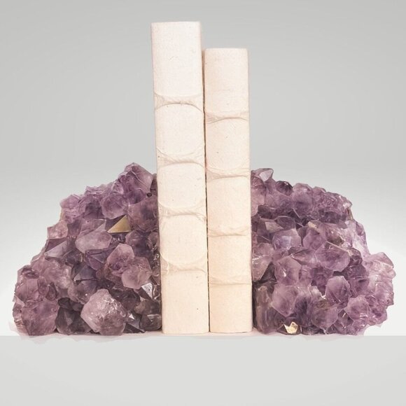 Amethyst Cluster Bookends Featuring Solid Large Gemstone Points, Purple Crystal - Picture 2 of 10